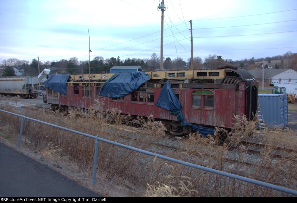 Unknown wooden passenger car getting some TLC